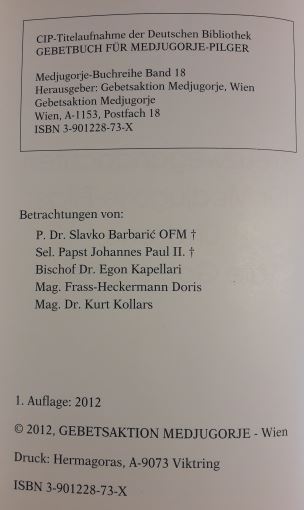 Gebetbuch für Medjugorje-Pilger