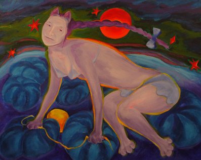 Gattina, meine Astronautin, 120 x 150 cm, Öl auf Leinwand, 1987 © Johannes Deutsch