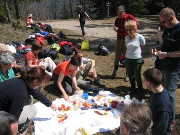 Andacht "Brotvermehrung 2" mit gemeinsamer Mahlzeit beim Hohlenstein - Fu�wallfahrt nach Mariazell 2008 � Pfarre St. Othmar in M�dling